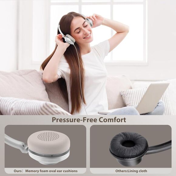 USB Headset with Microphone for PC, Headphones with Mic Noise Cancelling - Picture 5 of 8